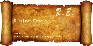 Rubint Ervin névjegykártya